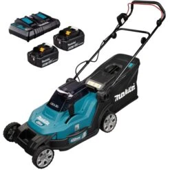 Makita DLM432PT2 Akku-Rasenmäher 18V Mit 2 Akkus 5Ah, Ladegerät & Fangkorb 50L
