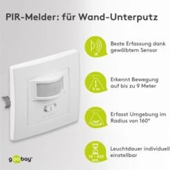 Goobay Bewegungsmelder 96005 Infrarot, Innen, 160 Grad, Für Unterputz-Wandmontage, Weiß -Bottcher AG 0b85de8cd82e28581f8b367c3f6b03a4db98e345 bewegungsmelder goobay 96005 pir