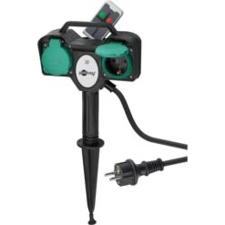 Goobay Außensteckdose Mit Erdspieß 2 M, 2-fach, IP44, Für Garten, Mit Fernbedienung