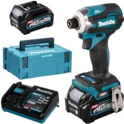 Makita Akku-Schlagschrauber TD001GD201, XGT, 220Nm, 40V / 2,5Ah, Mit 2 Akkus Ladegerät Und Koffer
