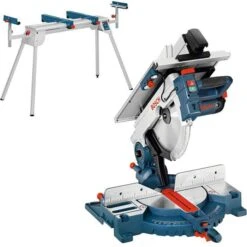 Bosch Kapp-Gehrungssäge GTM 12 JL, Tischkreissäge, 1800 W, Mit GTA 2600 Arbeitstisch, Mit Laser