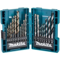 Makita Bohrer B-49432, 18-teiliges Set, Stahl, Metall, Holz, Steinbohrer