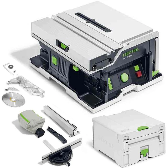 Festool Tischkreissäge CSC SYS 50 EBI-Basic, 168mm, 2x 18 V, Mit Winkel- Und Parallelanschlag 1 Festool Tischkreissäge CSC SYS 50 EBI-Basic, 168mm, 2x 18 V, Mit Winkel- Und Parallelanschlag