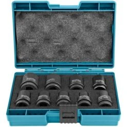 Makita Steckschlüssel B-66232, 9-teilig, 8 - 21mm Schlüsselweite - 38mm Länge, 1/2 Zoll