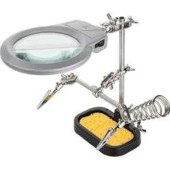 Goobay Löthilfe Dritte Hand, 51226, Mit Lupe Mit LED, Lötkolbenhalter, Schwamm