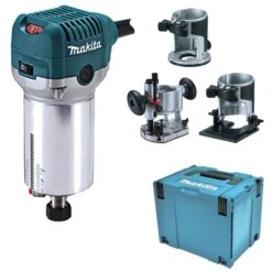 Makita Oberfräse RT0700CX2J, 710 W, 0 - 40mm Hubhöhe, Mit Ober- Und Kantenfräsenmodul