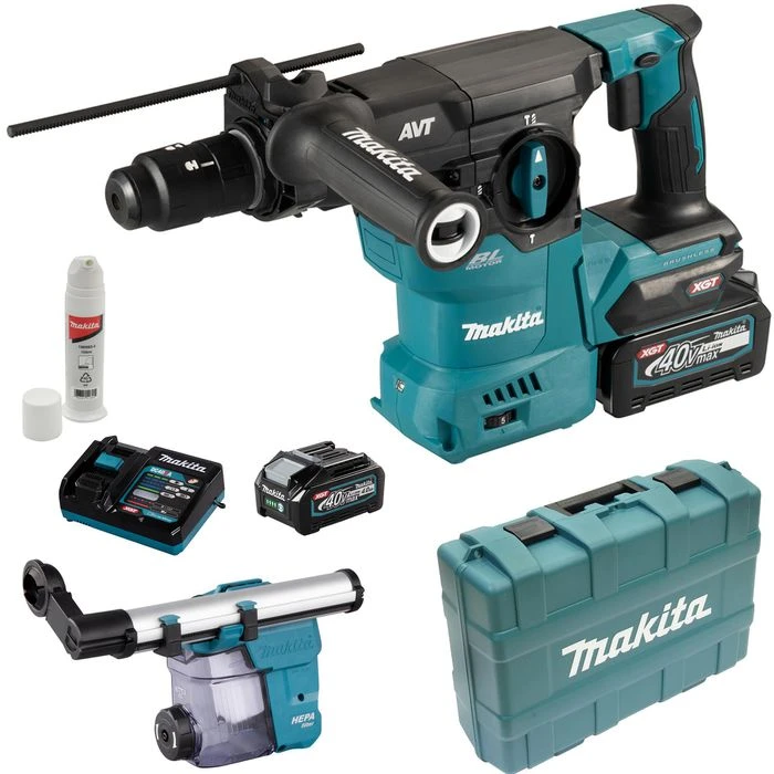 Makita Bohrhammer HR008GM202, XGT, SDS+, 40V / 4Ah, Mit 2 Akkus, Staubabsaugung Und Koffer