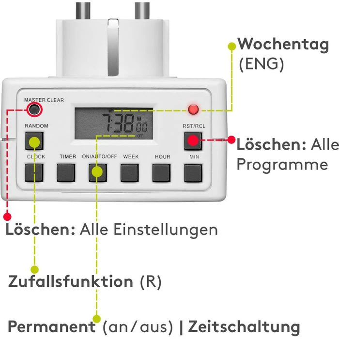 Goobay Zeitschaltuhr 93256, Digitale Wochenzeitschaltuhr, Display 2 Goobay Zeitschaltuhr 93256, Digitale Wochenzeitschaltuhr, Display – Bild 2