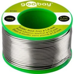 Goobay Lötzinn 51122, Mit Flussmittel, Ø 1mm, Sn95,8 Ag3,5 Cu0,7, Bleifrei, 100g