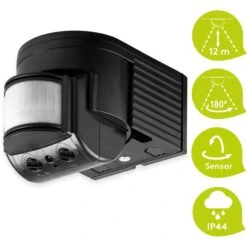 Goobay Bewegungsmelder 96001 Infrarot, Innen + Außen IP44, 180 Grad, Schwarz -Bottcher AG bb446c4ca66f8ef74cdd25851b2d9df3270a1c98 bewegungsmelder goobay 96001 pir