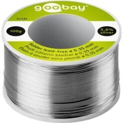 Goobay Lötzinn 51131, Mit Flussmittel, Ø 0,35mm, Sn95,5 Ag3,8 Cu0,7, Bleifrei, 100g